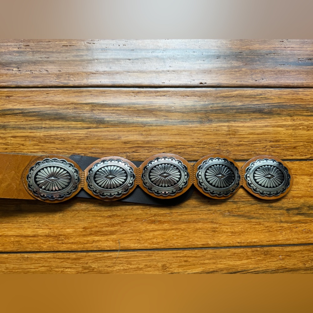 Chico's Brown and Silver Concho Belt